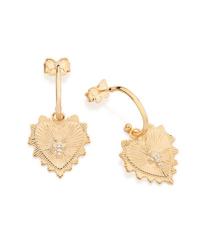 GOLD FAITHFUL HEART HUGGIE EARRINGS