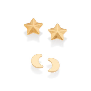 GOLD STAR AND MOON STUD EARRINGS KIT