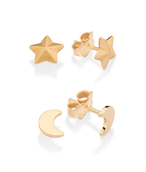 GOLD STAR AND MOON STUD EARRINGS KIT