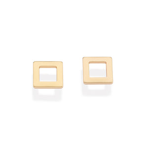 GOLD HOLLOW SQUARE STUD EARRINGS