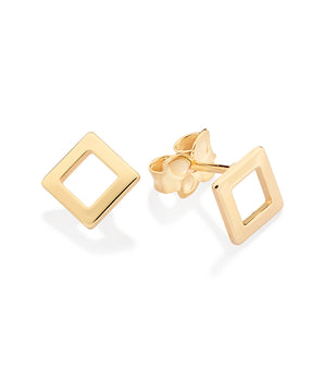 GOLD HOLLOW SQUARE STUD EARRINGS