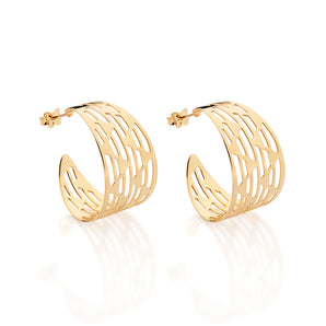 GOLD LINED ZIG ZAG HOOP EARRINGS