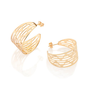 GOLD LINED ZIG ZAG HOOP EARRINGS