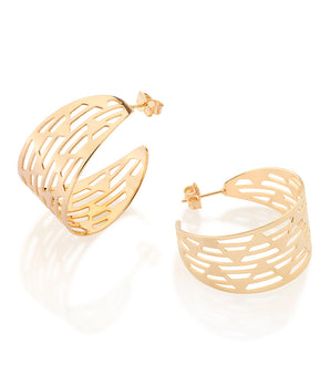 GOLD LINED ZIG ZAG HOOP EARRINGS
