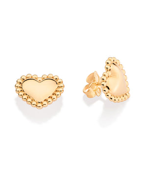 GOLD BEATING HEART STUD EARRINGS