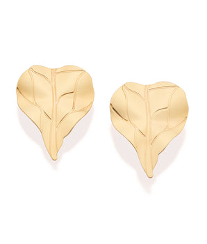 GOLD CURVED LEAF EARRINGS