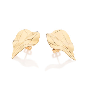 GOLD CURVED LEAF EARRINGS