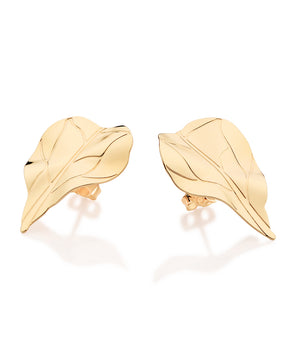 GOLD CURVED LEAF EARRINGS