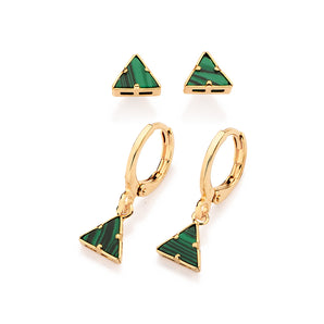 GOLD GREEN TRIANGLE EARRINGS KIT