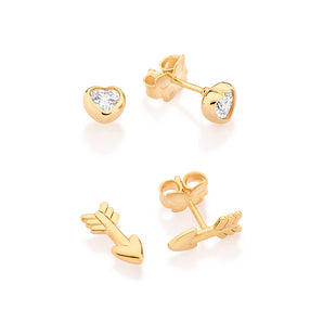 GOLD CUPIDS ARROW STUD EARRINGS KIT