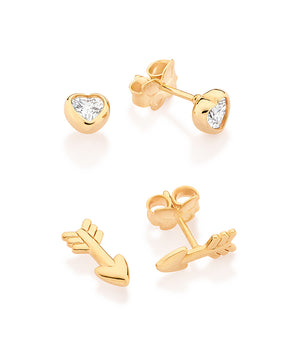 GOLD CUPIDS ARROW STUD EARRINGS KIT
