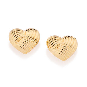 GOLD LINE OF LOVE BUTTON EARRINGS