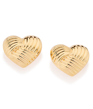 GOLD LINE OF LOVE BUTTON EARRINGS