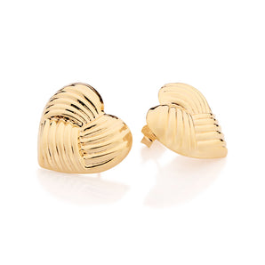GOLD LINE OF LOVE BUTTON EARRINGS