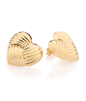 GOLD LINE OF LOVE BUTTON EARRINGS