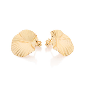 GOLD GOLDEN RAYS BUTTON EARRINGS