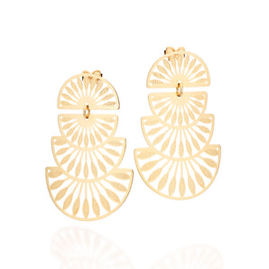 GOLD MANDACARU LEAVES PENDULUM EARRINGS