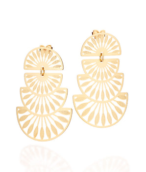 GOLD MANDACARU LEAVES PENDULUM EARRINGS