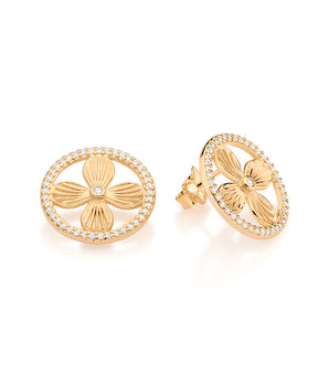 GOLD LUSH PETAL STUD EARRINGS