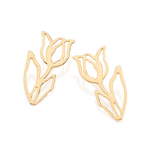GOLD HOLLOW TULIP EARRINGS