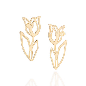 GOLD HOLLOW TULIP EARRINGS