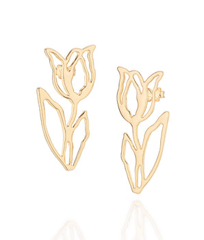 GOLD HOLLOW TULIP EARRINGS