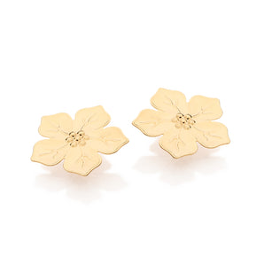 GOLD PLATED FLOWER STUD EARRING