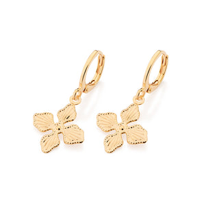 GOLD TWIN BLOOM HUGGIE EARRINGS