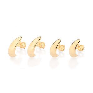GOLD HALF MOON HUGGIE EARRINGS SET