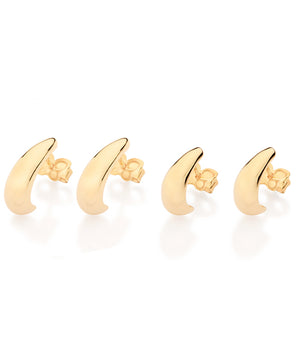 GOLD HALF MOON HUGGIE EARRINGS SET