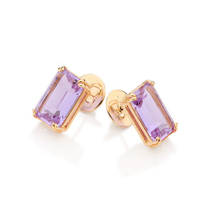 GOLD PURPLE GLOW STUD EARRINGS