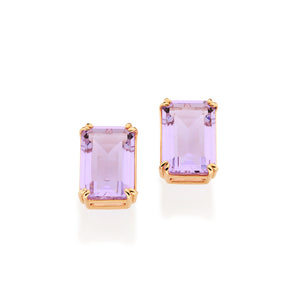 GOLD PURPLE GLOW STUD EARRINGS