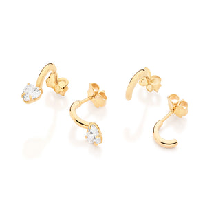GOLD DIVINE LOVE HUGGIE EARRINGS SET
