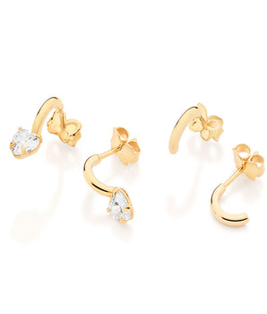 GOLD DIVINE LOVE HUGGIE EARRINGS SET