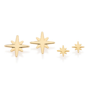 GOLD NORTH STAR STUD EARRINGS SET