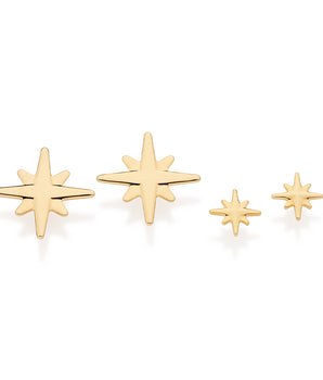 GOLD NORTH STAR STUD EARRINGS SET