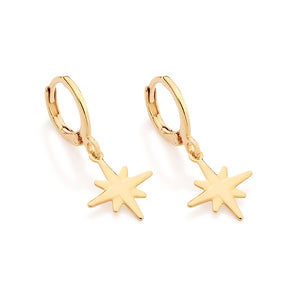 GOLD NORTH STAR HUGGIE EARRINGS