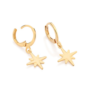 GOLD NORTH STAR HUGGIE EARRINGS