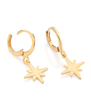 GOLD NORTH STAR HUGGIE EARRINGS