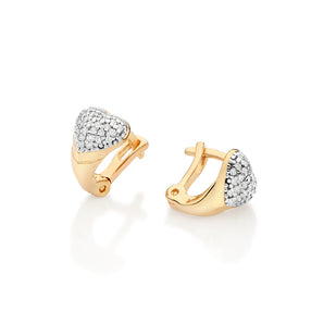 GOLD RADIANT HEART HUGGIE EARRINGS