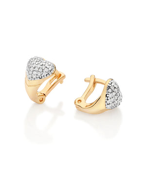 GOLD RADIANT HEART HUGGIE EARRINGS