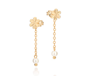 GOLD DAINTY FLOWER CHAIN EARRINGS