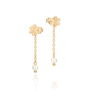 GOLD DAINTY FLOWER CHAIN EARRINGS