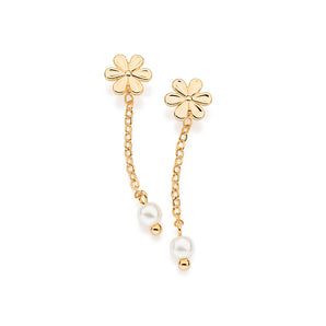 GOLD DAINTY FLOWER CHAIN EARRINGS