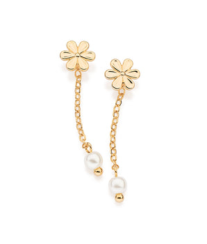 GOLD DAINTY FLOWER CHAIN EARRINGS
