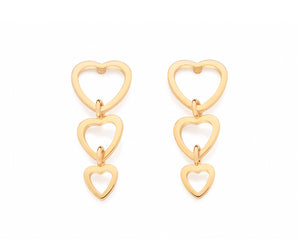 GOLD CASCADING HEARTS PENDULUM EARRINGS