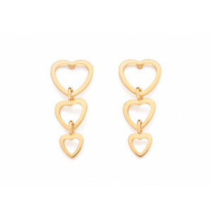 GOLD CASCADING HEARTS PENDULUM EARRINGS