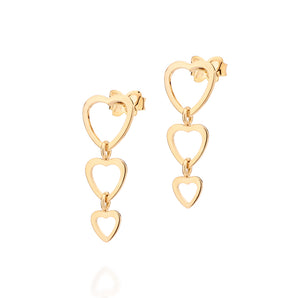 GOLD CASCADING HEARTS PENDULUM EARRINGS