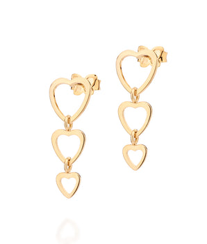 GOLD CASCADING HEARTS PENDULUM EARRINGS