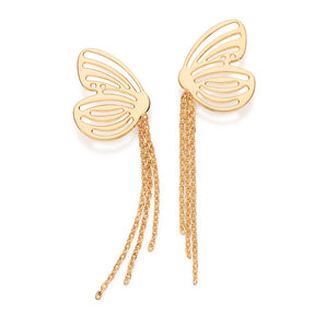 GOLD BUTTERFLY OF TIME FRINGE EARRINGS